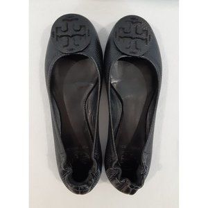 Tory Burch Pebbled Leather Ballet Flats Women Size 8.5 Black
